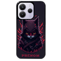 Coque noire taperso pour Redmi Note 14 et PRO PLUS 4G 5G avec motif chat samourai personnalise protection antichoc personnalisée