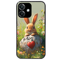 Coque noire taperso pour OPPO A40 avec motif lapin et fleurs personnalisee protection antichoc personnalisée