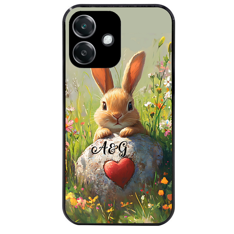 Coque noire taperso pour OPPO A40 avec motif lapin et fleurs personnalisee protection antichoc personnalisée