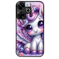 Coque noire taperso pour POCO M6 4G avec motif licorne violette protection antichoc personnalisée