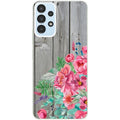Coque taperso pour Galaxy A13 4G et 5G A23 A53 avec motif bois gris et fleur rose protection antichoc personnalisée