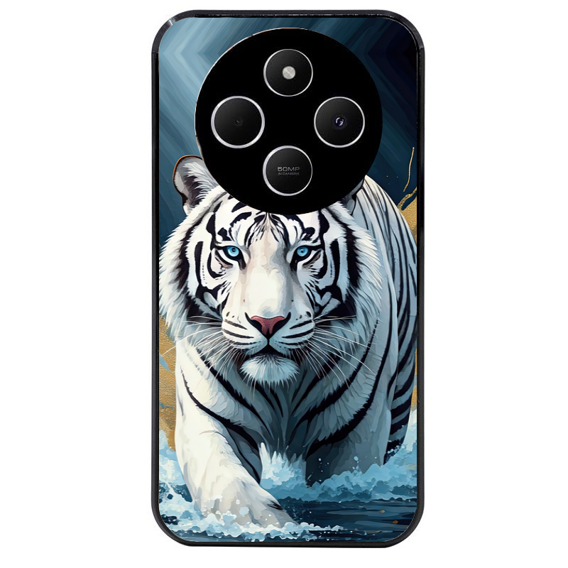Coque noire taperso pour POCO C75 avec motif tigre polaire protection antichoc personnalisée