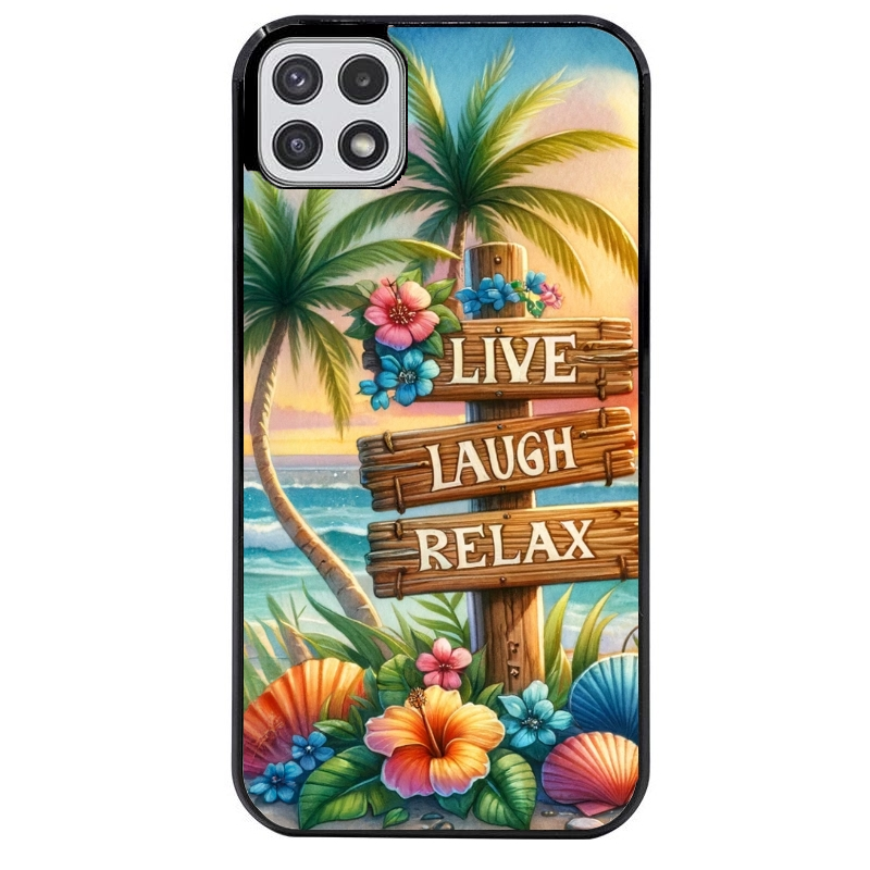 Coque noire taperso pour galaxy A22 A32 A52 A52S 4G 5G  avec motif tropical vacances protection antichoc personnalisée