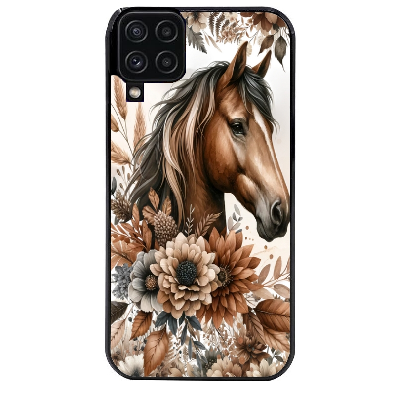 Coque noire taperso pour galaxy A22 A32 A52 A52S 4G 5G  avec motif cheval automne protection antichoc personnalisée