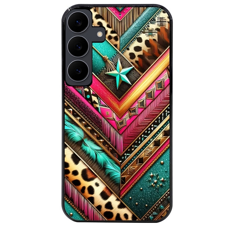 Coque noire taperso pour galaxy A06 A16 A26 A36 A56 avec motif chevron texas protection antichoc personnalisée