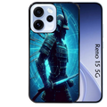 Coque noire taperso pour OPPO Reno 15 et F FS 5G avec motif samourai bleu protection antichoc personnalisée