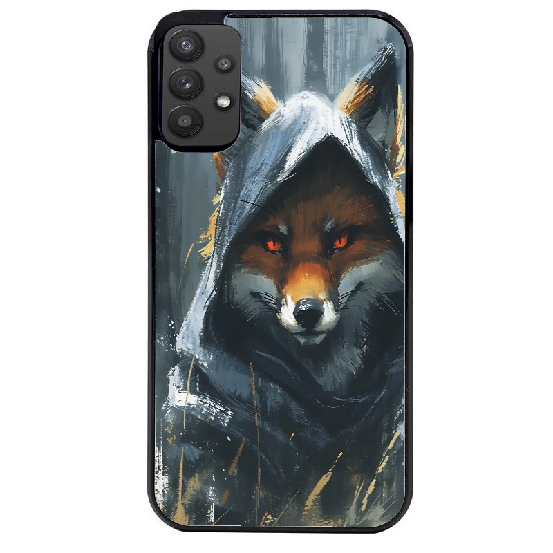Coque noire taperso pour galaxy A22 A32 A52 A52S 4G 5G  avec motif renard fox des bois protection antichoc personnalisée
