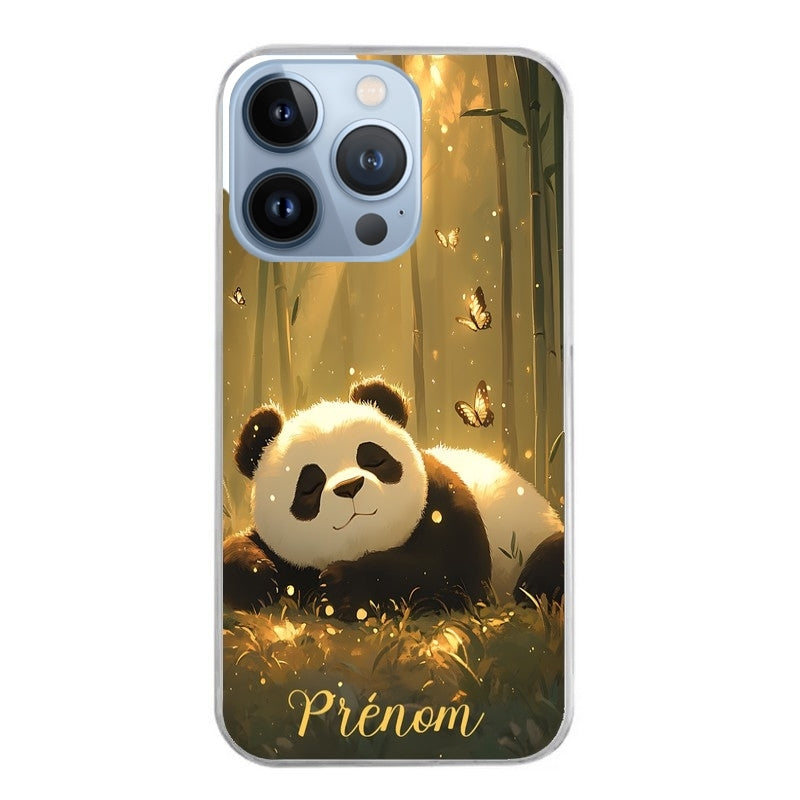 Coque taperso pour Iphone 14 et PRO PLUS PRO MAX avec motif panda et papillon personnalisee protection antichoc personnalisée