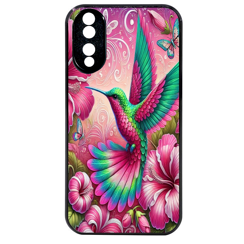 Coque noire taperso pour Honor 70 LITE 90 et LITE avec motif colibri et fleurs protection antichoc personnalisée