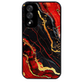 Coque noire taperso pour OnePlus Nord 5 avec motif marbre rouge protection antichoc personnalisée