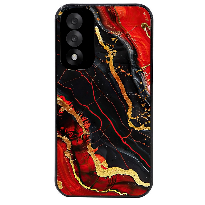 Coque noire taperso pour OnePlus Nord 5 avec motif marbre rouge protection antichoc personnalisée