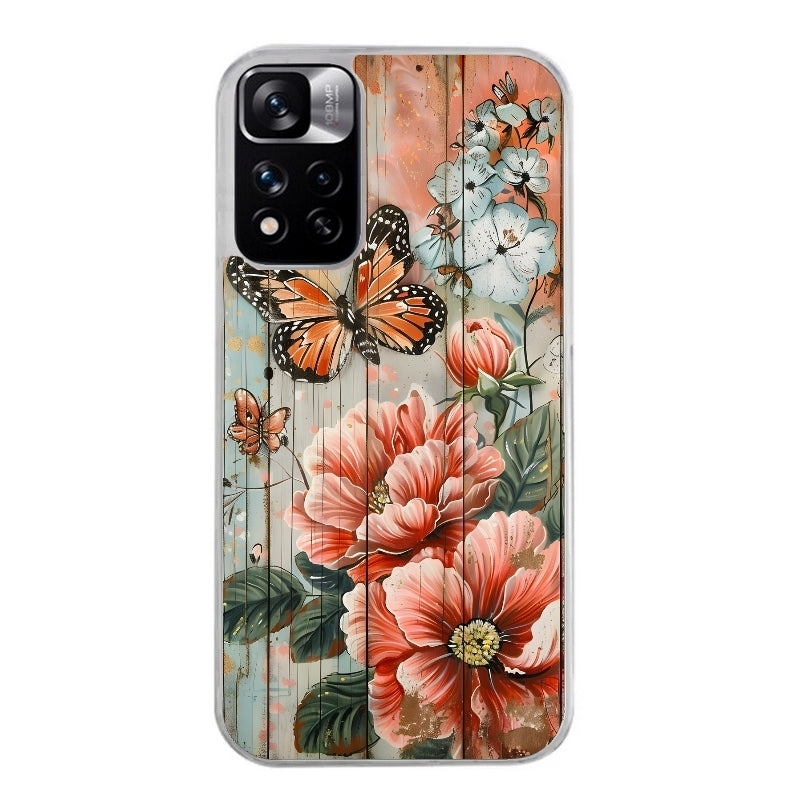 Coque taperso pour Redmi Note 12 4G 5G PRO 4G avec motif bois et papillon 3 protection antichoc personnalisée