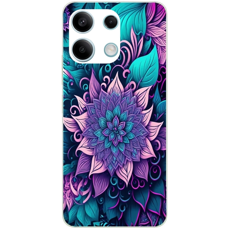 Coque taperso pour POCO X6 5G avec motif tropical mandala et fleur violet protection antichoc personnalisée