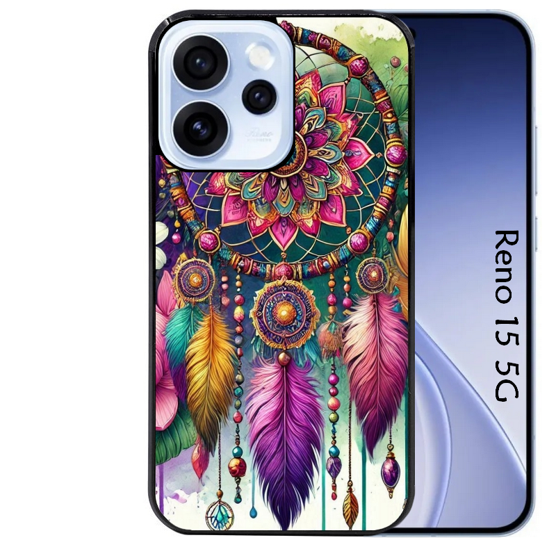 Coque noire taperso pour OPPO Reno 15 et F FS 5G avec motif dreamcatcher et mandala protection antichoc personnalisée