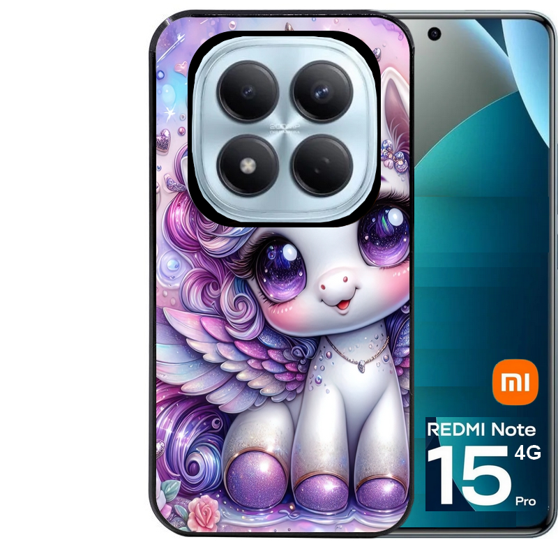 Coque noire taperso pour Redmi Note 15 et PRO PLUS 4G 5G avec motif licorne violette protection antichoc personnalisée