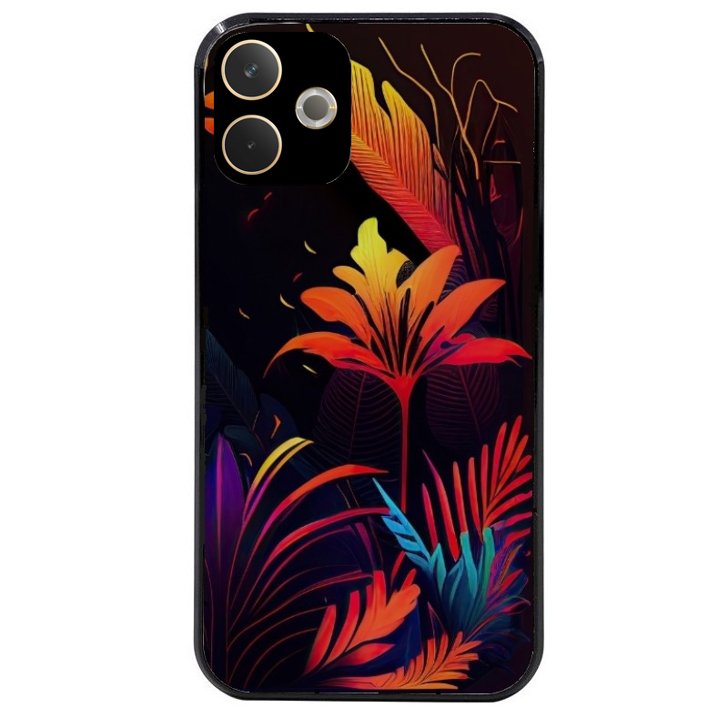 Coque noire taperso pour OPPO A5 PRO 4G et 5G avec motif tropical jaune protection antichoc personnalisée
