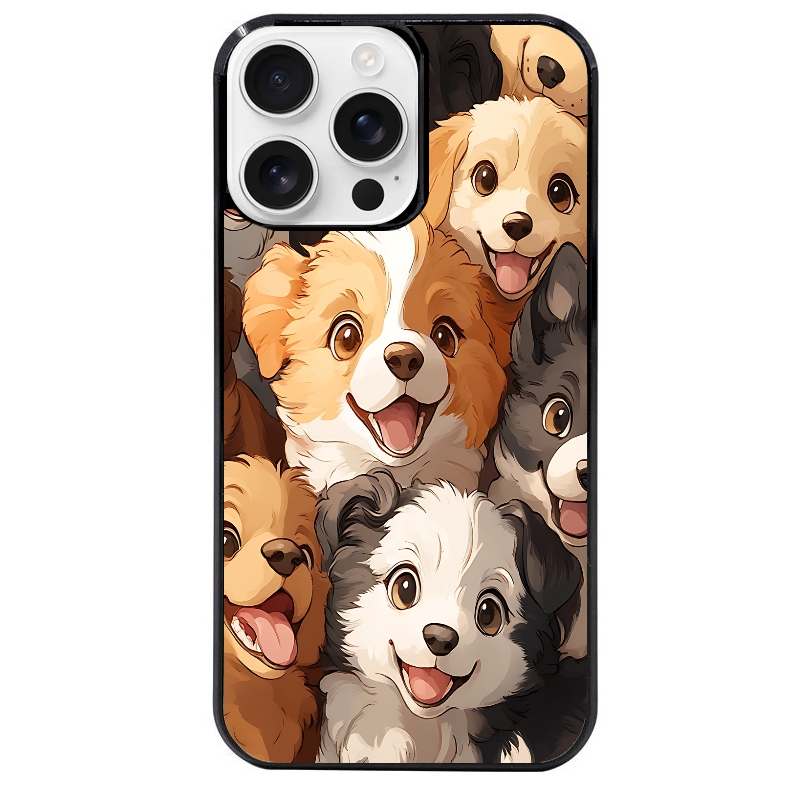 Coque noire taperso pour Iphone 16 16E PLUS MAX PRO avec motif chien smile protection antichoc personnalisée