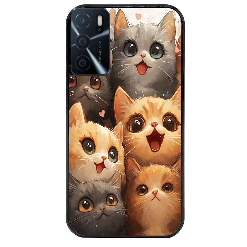 Coque noire taperso pour OPPO A16 et A16S avec motif chat smile protection antichoc personnalisée