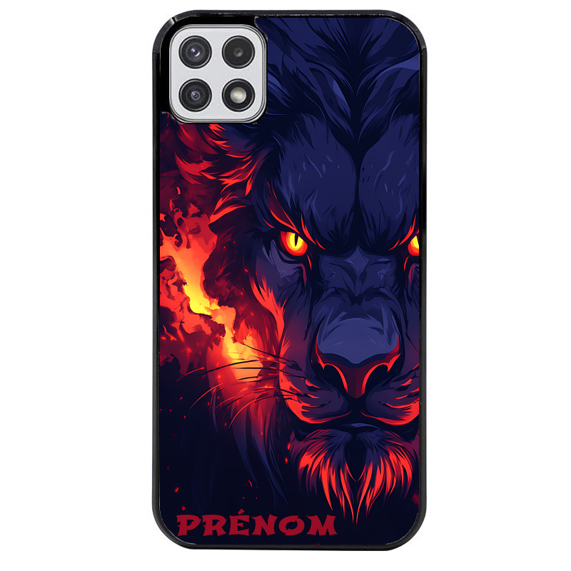 Coque noire taperso pour galaxy A22 A32 A52 A52S 4G 5G  avec motif lion anime protection antichoc personnalisée