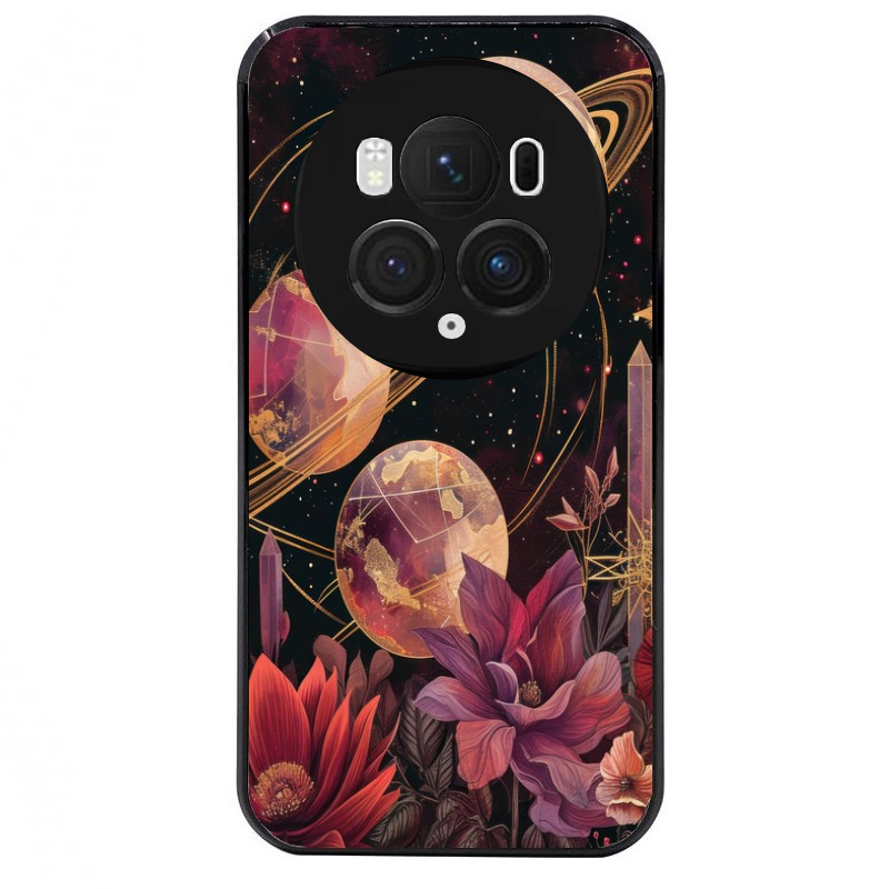 Coque noire taperso pour Magic 5 6 LITE et PRO avec motif astro et fleurs protection antichoc personnalisée
