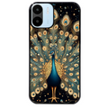 Coque noire taperso pour Redmi A1 et A2 avec motif paon mandala protection antichoc personnalisée