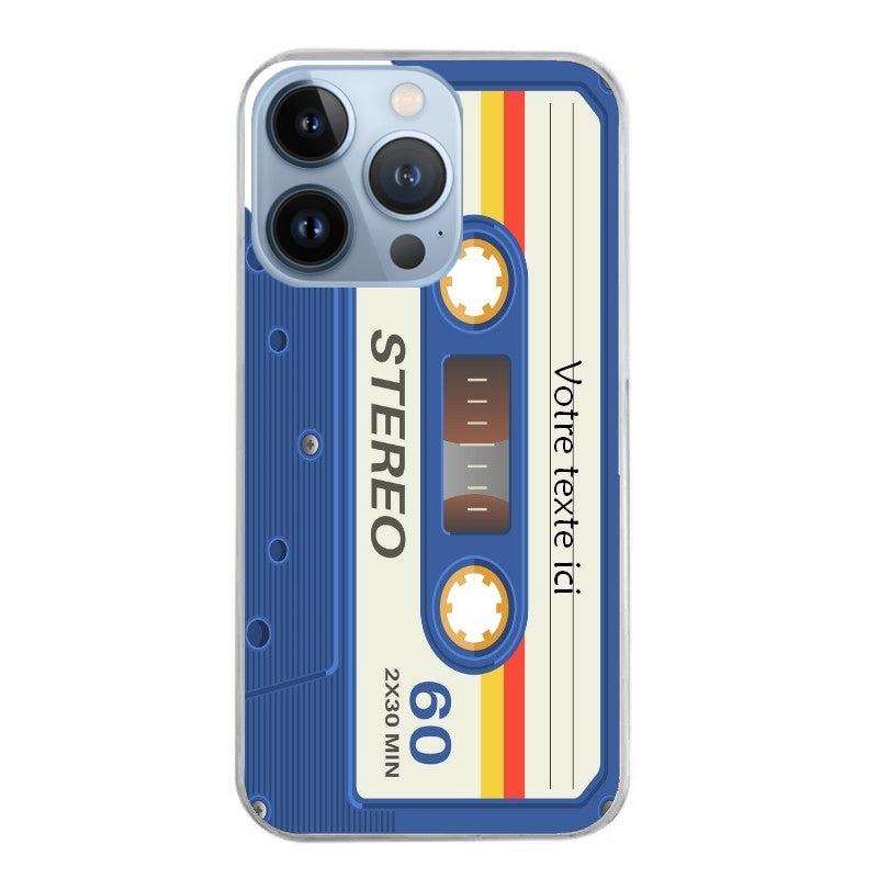 Coque taperso pour Iphone 11 et PRO PRO MAX personnalisable avec motif cassette bleu protection antichoc personnalisée