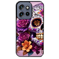 Coque noire taperso pour Moto Edge 60 et Neo Fusion Pro avec motif tete de mort calavera violette protection antichoc personnalisée