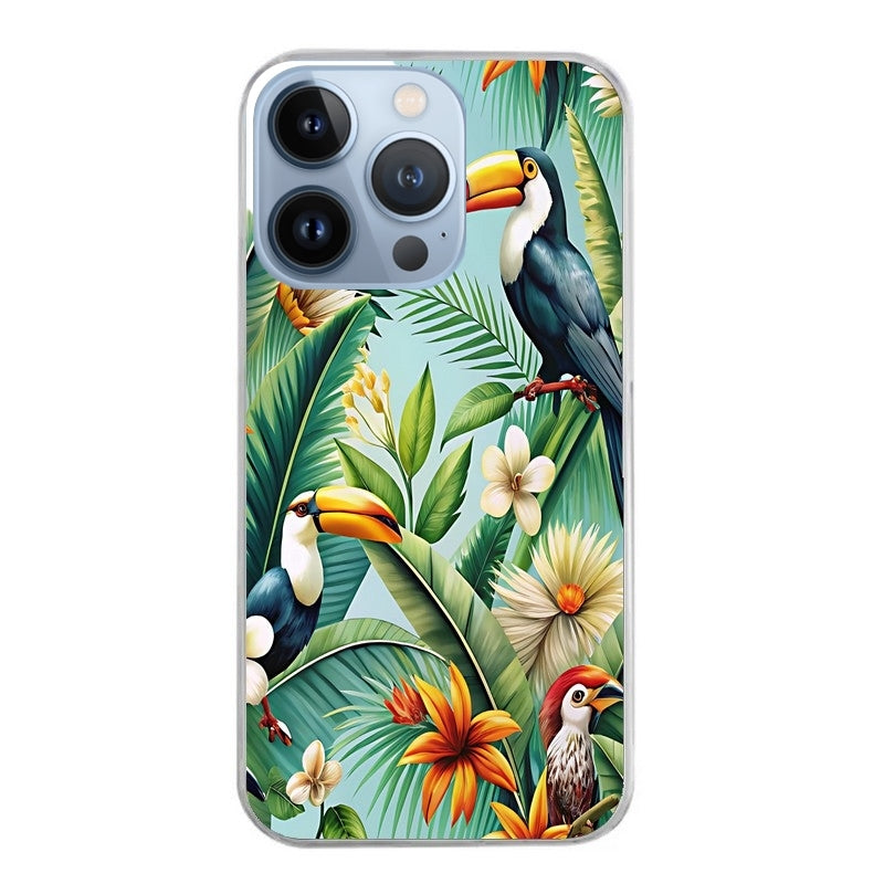 Coque taperso pour Iphone 14 et PRO PLUS PRO MAX avec motif perroquet tropical protection antichoc personnalisée