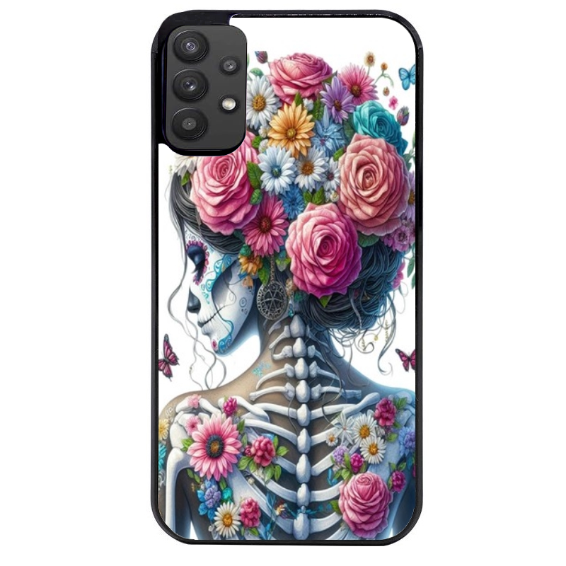 Coque noire taperso pour galaxy A22 A32 A52 A52S 4G 5G  avec motif tete de mort calavera papillon protection antichoc personnalisée