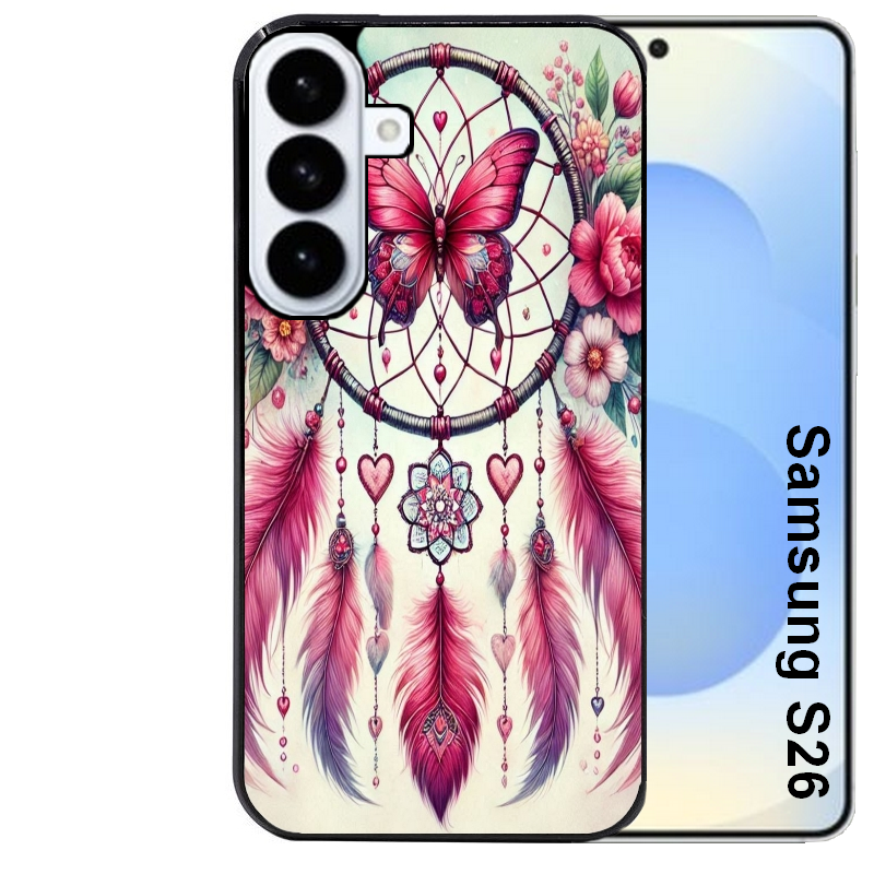 Coque noire taperso pour galaxy S26 et PLUS ULTRA FE avec motif dreamcatcher et papillon protection antichoc personnalisée