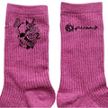 Chaussettes personnalisée paillettes rose motif tëte de mort fleur