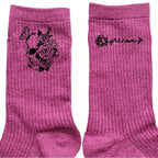 Chaussettes personnalisée paillettes rose motif tëte de mort fleur