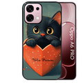 Coque noire taperso pour OPPO A6 PRO 4G et 5G avec motif chat et coeur avec prenom protection antichoc personnalisée
