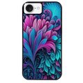 Coque noire taperso pour Iphone 16 16E PLUS MAX PRO avec motif tropical violet et des fleurs protection antichoc personnalisée