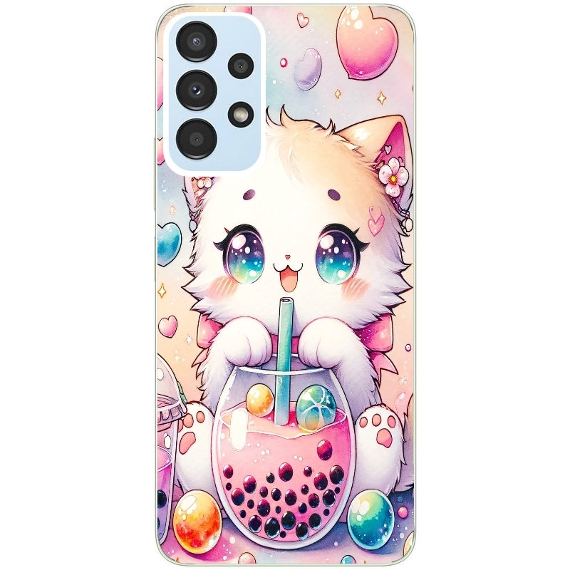 Coque taperso pour Galaxy A13 4G et 5G A23 A53 avec motif chat bubble style manga protection antichoc personnalisée