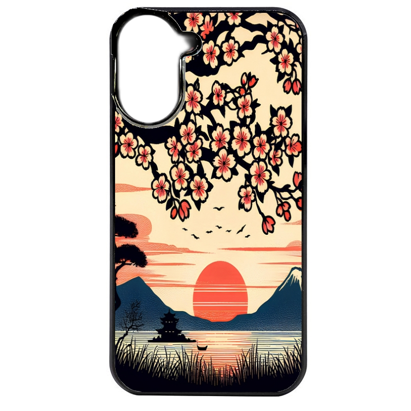 Coque noire taperso pour POCO C71 4G avec motif japan cerisier protection antichoc personnalisée