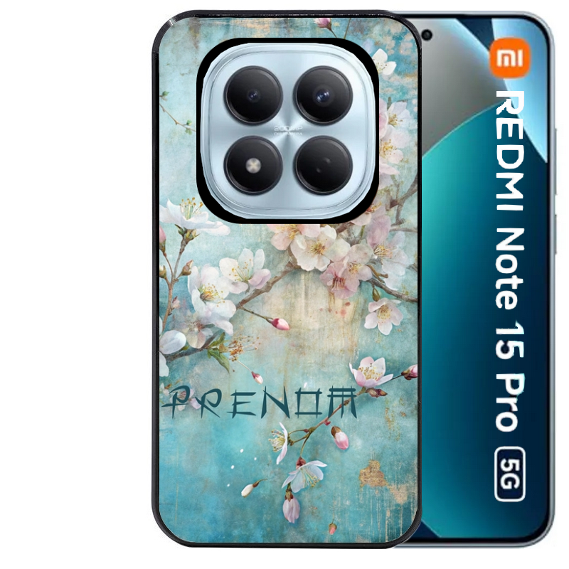 Coque noire taperso pour Redmi Note 15 et PRO PLUS 4G 5G avec motif fleur sakura personnalisee protection antichoc personnalisée