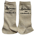 Chaussettes paillettes doré motif maîtresse en vacances