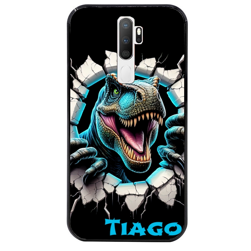 Coque noire taperso pour OPPO A5 A9 2020 avec motif dino t rex personnalisee protection antichoc personnalisée