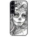Coque noire taperso pour galaxy A06 A16 A26 A36 A56 avec motif mort calavera tatoo protection antichoc personnalisée