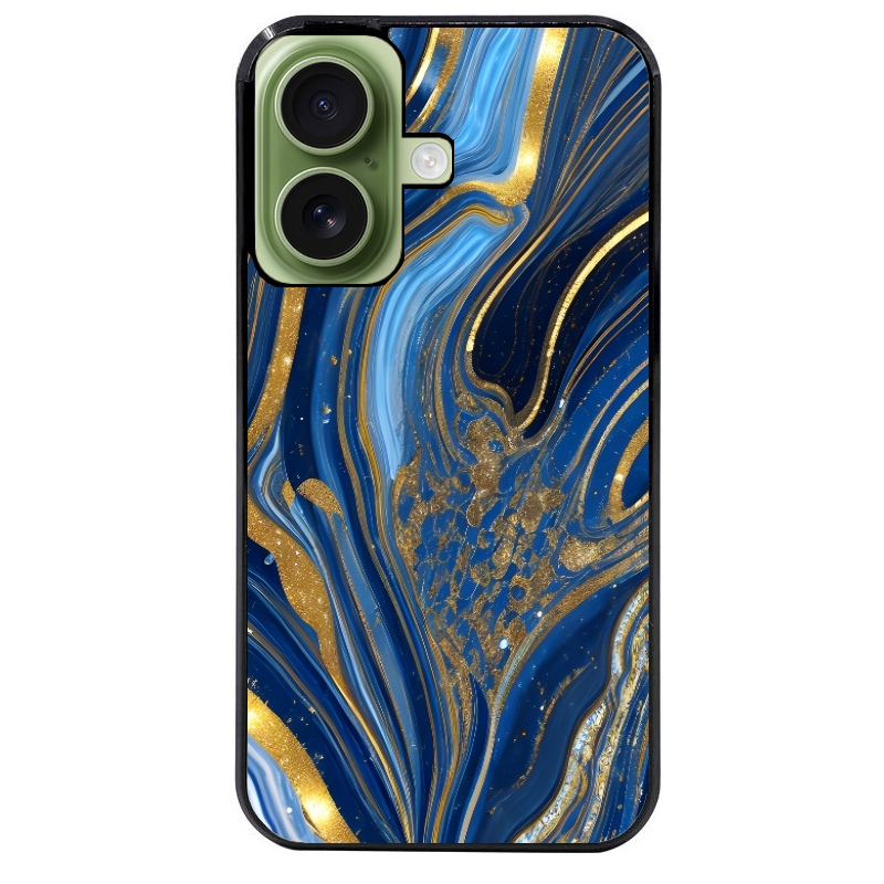 Coque noire taperso pour Iphone 17 17E AIR MAX PRO avec motif marbre bleu agathe protection antichoc personnalisée