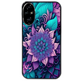 Coque noire taperso pour Honor 200 et Lite Pro Smart avec motif tropical mandala et fleur violet protection antichoc personnalisée