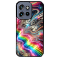 Coque noire taperso pour Moto Edge 60 et Neo Fusion Pro avec motif marbre arc en ciel protection antichoc personnalisée