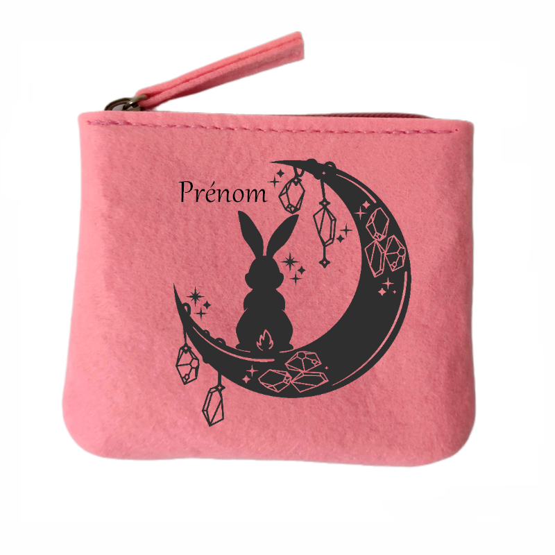 Porte monnaie personnalisé lapin astro en feutrine en feutrine