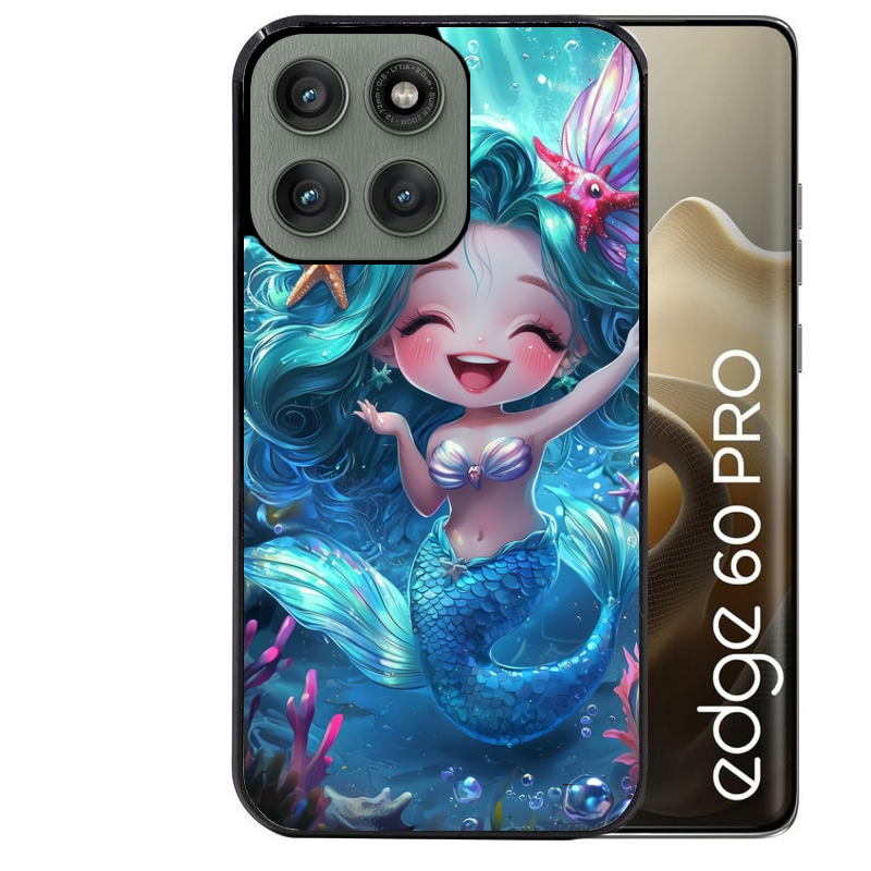 Coque noire taperso pour Moto Edge 60 et Neo Fusion Pro avec motif sirene style anime protection antichoc personnalisée