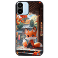 Coque noire taperso pour Redmi A1 et A2 avec motif renard et fox anime protection antichoc personnalisée