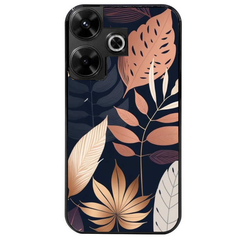 Coque noire taperso pour POCO M6 4G avec motif jungle et feuilles protection antichoc personnalisée