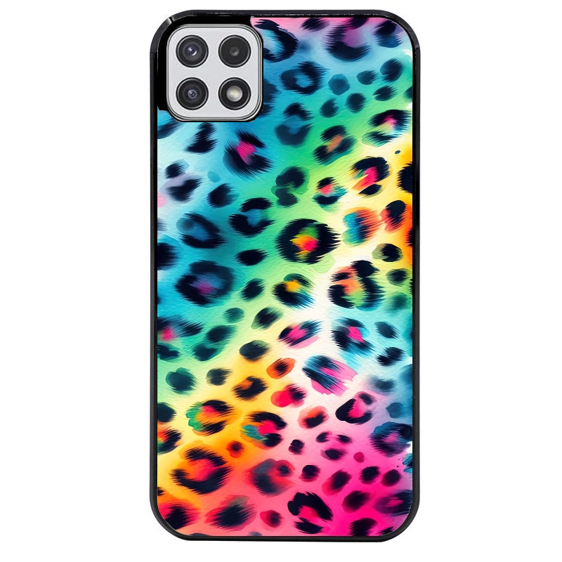 Coque noire taperso pour galaxy A22 A32 A52 A52S 4G 5G  avec motif leopard arc protection antichoc personnalisée
