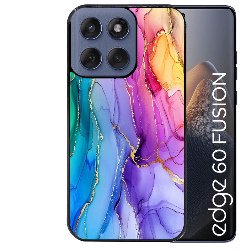 Coque noire taperso pour Moto Edge 60 et Neo Fusion Pro avec motif marbre tie dye protection antichoc personnalisée