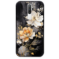 Coque noire taperso pour OPPO A5 A9 2020 avec motif fleur blanche protection antichoc personnalisée